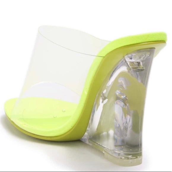 Perspex PVC Clear Sexy Wedges - LIME - Picture 8 of 11